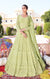 Flaunt Parrot Green Gown with Embroidery & Mirror Work In Modern Style (K391) - PAAIE