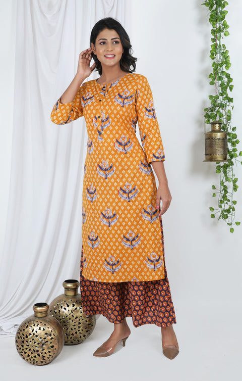 Indian Ethnic Yellow Color Kurti with Plazzo (K71) - PAAIE