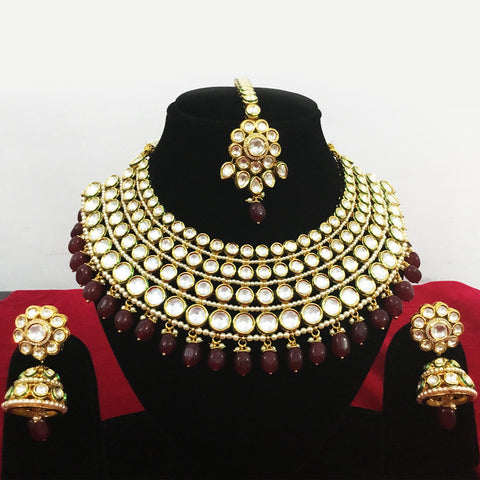 Gold Plated Bridal Premium Kundan Set (Design 67) - PAAIE