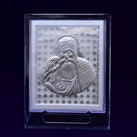 Guru Nanak Pure Silver Frame for Housewarming, Gift and Pooja 2.5 x3  (Inches) - PAAIE