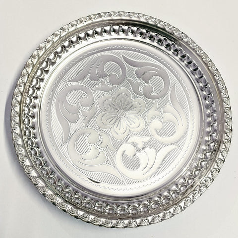 925 Solid Silver 8.75 Inches Designer Plate (Design 15) - PAAIE