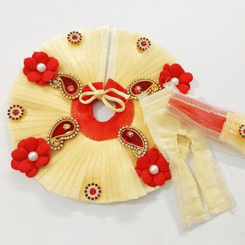 Basuriwaala Handmade Beautiful Laddu Gopal/Kanha Ji Yellow Net Fabric Dress/Poshak (Size : 2) - PAAIE
