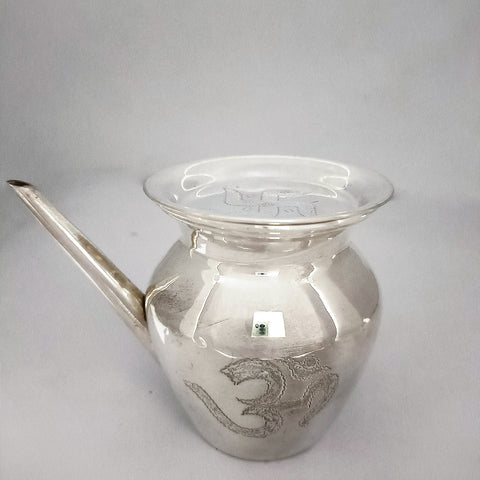 925 Sterling Silver Designer Karwa Puja Kalash, Fabulous Silver Utensils with Nozzles for Karwa Chauth (Small) - PAAIE