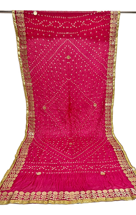 Fashionable Women's Pink Bandhej Dupatta/Chunni For Casual, Party (D26)