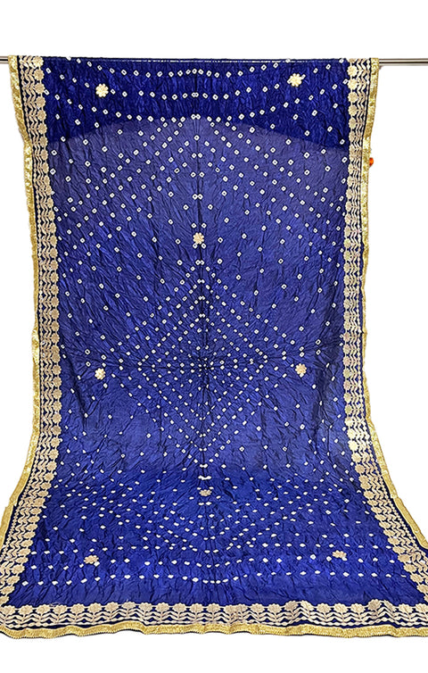 Fashionable Women's Navy Blue Bandhej Dupatta/Chunni For Casual, Party (D25)