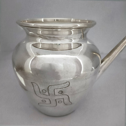 925 Sterling Silver Designer Karwa Puja Kalash, Fabulous Silver Utensils with Nozzles for Karwa Chauth (Large) - PAAIE