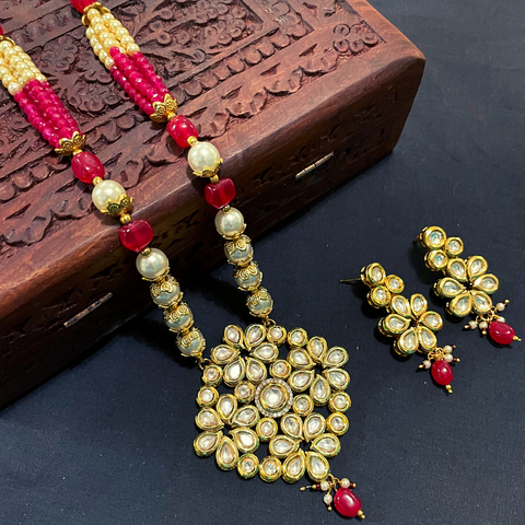 Designer Long Kundan Necklace Set