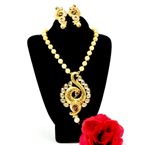 Premium Designer Kundan Pendant Set - PAAIE