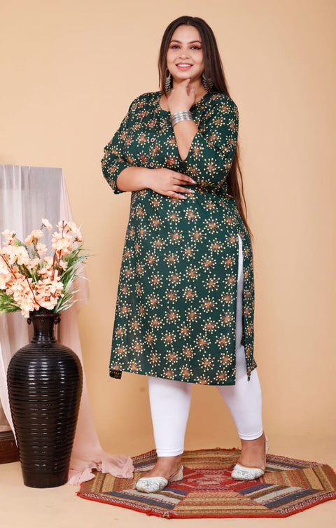 Sensational Green Color Indian Ethnic Kurti For Casual Wear (K433)