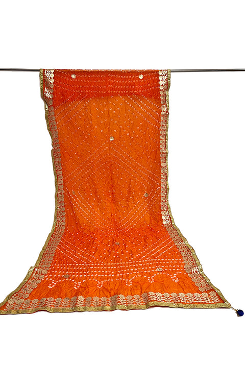 Fashionable Women's Orange Bandhej Dupatta/Chunni For Casual, Party (D24)