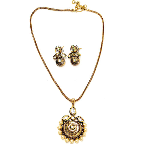 Gold Plated Kundan Pendant set - PAAIE