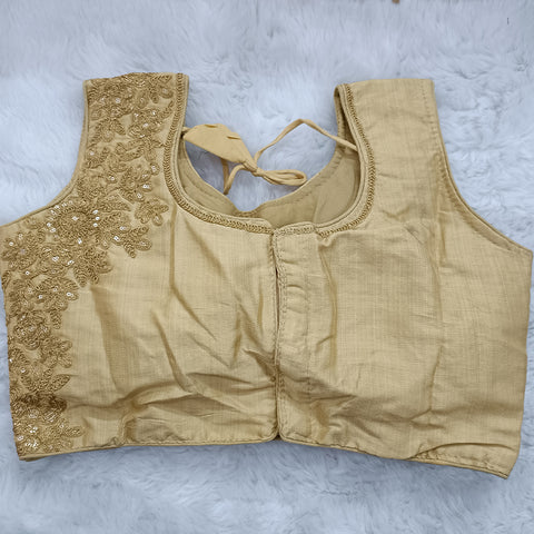 Lovely Gold Color Designer Silk Embroidered Blouse For Wedding & Party Wear (Design 287)