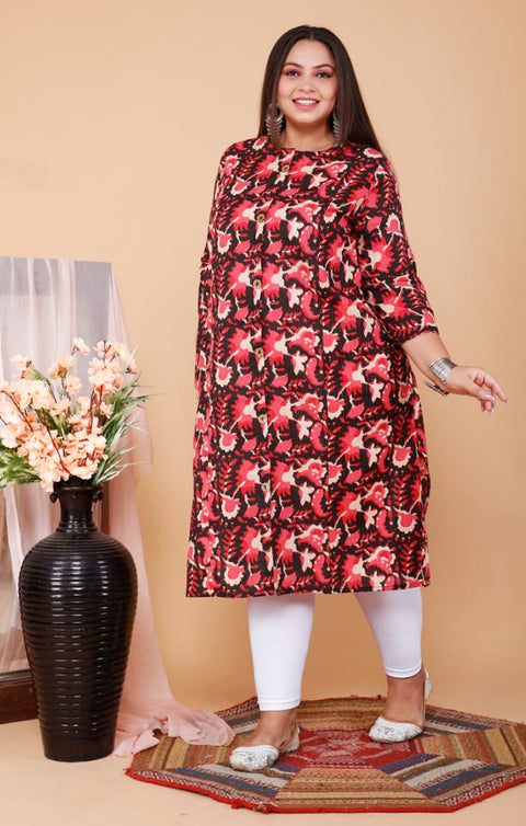 Eye-catching Black & Pink Color Indian Ethnic Kurti For Casual Wear (K439)