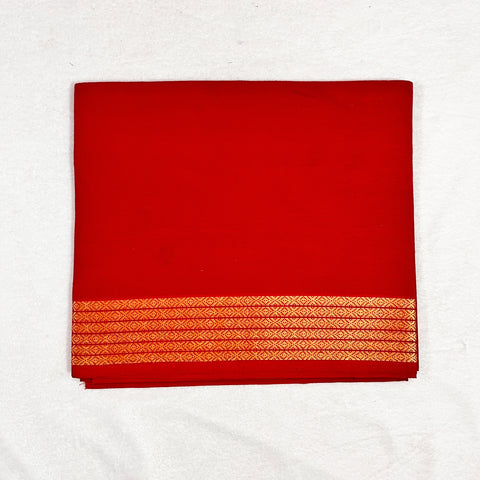 Red With Golden Color Border Design Cotton Rubia Unstiched Blouse Piece Material (D29)