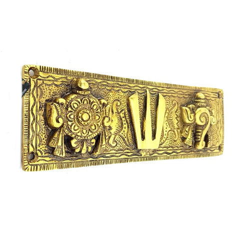 Brass Shankh Chakra Namah Wall Hanging, Brass Wall Decor, Indian Home Decor, Wall Hangings, Indian Handicrafts, Brass Indian Decor (Design 41)