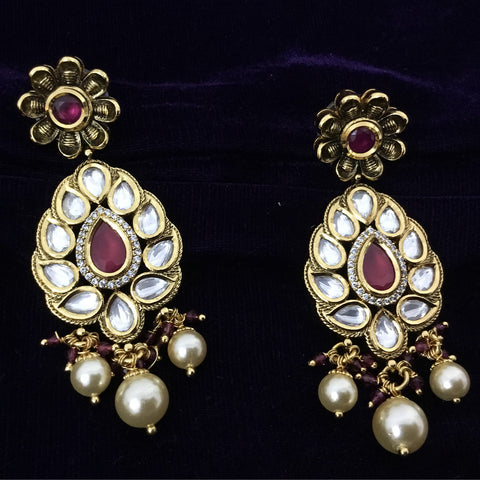 Gold Plated Kundan Premium Earrings (Design 59) - PAAIE
