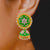 Green Floral Large Studs and Jhumki - PAAIE
