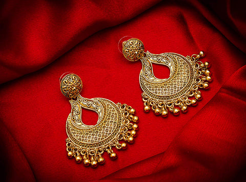 Oxidized Dangle Earrings in Gold Tone - PAAIE