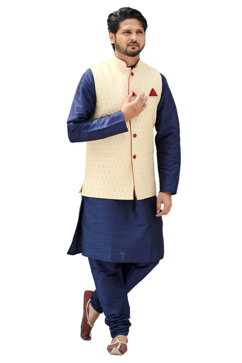 Designer Silk Kurta Pajama with Waist Coat (D10) - PAAIE