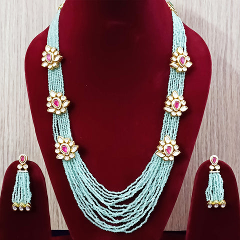 Designer Royal Kundan & Ruby Long Necklace with Earrings
