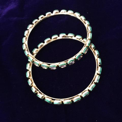 Gold Plated Kundan Bangles (Design 55) - PAAIE