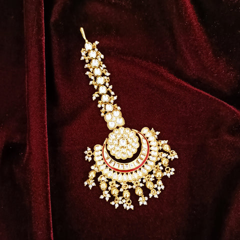 Designer Gold Plated Royal Kundan Mangtikka for Bridal (D18)