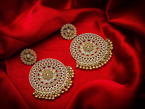 Large Circular Oxidized Earrings in Gold Tone - PAAIE