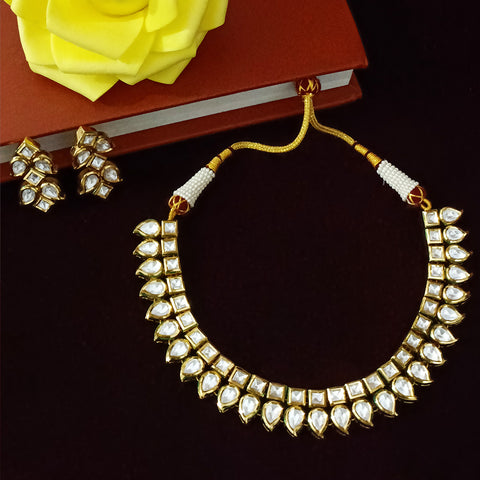 Designer Gold Plated Two Layer Royal Kundan Necklace with Earrings (D238)