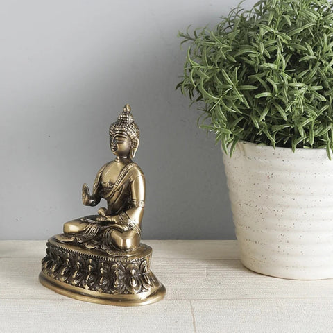 Brass Budda Meditation Showpiece, Home Decor Items, Brass Buddha Statue, Home Decor Accessories (Design 56)