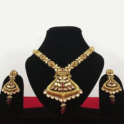 Gold Plated Bridal Premium Kundan Set (Design 77) - PAAIE