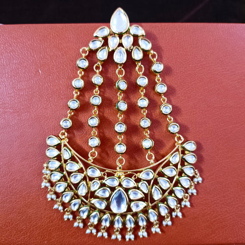 Designer Gold Plated Royal Kundan Jhumar Passa for Bridal (D16)