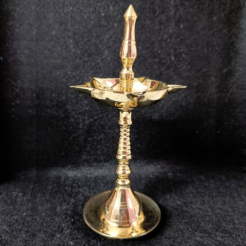 Brass Panchmukhi Diya, Brass Ethnic Indian Set, Oil Diya Lamp, Handmade Lamp, Brass Diya Set for Home Temple (Design 63)