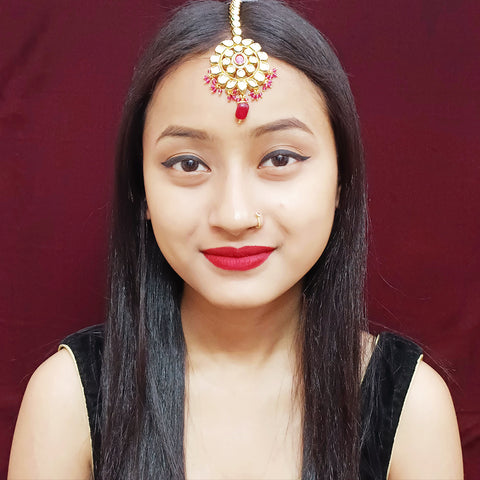 Designer Gold Plated Royal Kundan Mangtikka for Bridal (D25)