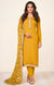 Designer Yellow Color Suit with Pant & Dupatta in Chinnon (K738)