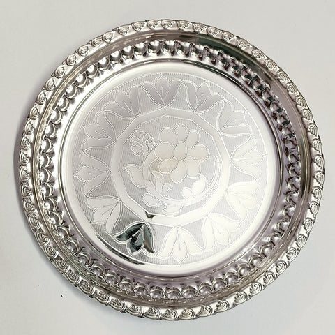 925 Solid Silver 8.25 Inches Designer Plate (Design 16) - PAAIE