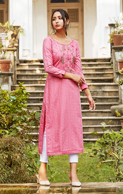 Prominent Pink Color Indian Ethnic Kurti For Casual Wear (K335) - PAAIE