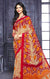 Designer Beige/Red Georgette Printed Saree for Casual Wear (D428)