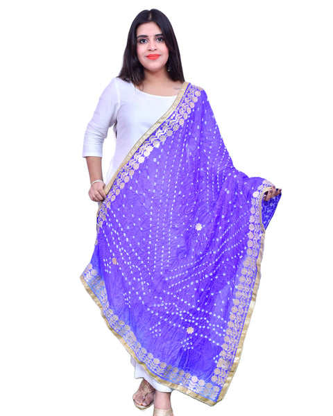 Fashionable Women's Blue Bandhej Dupatta/Chunni For Casual, Party (D23)