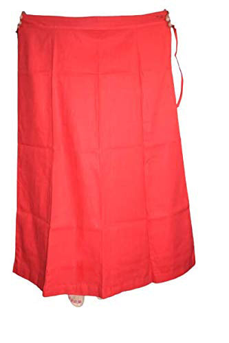 Free Size Readymade Petticoats in Red Color (Cotton) - PAAIE