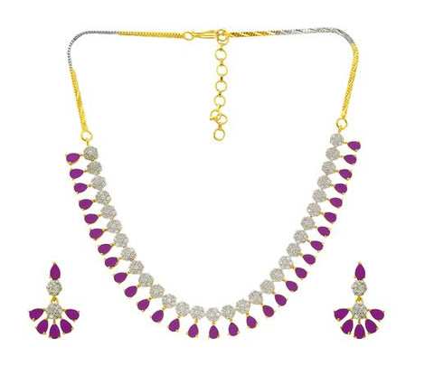 American Diamond and Semi-Precious Designer Ruby Set - PAAIE