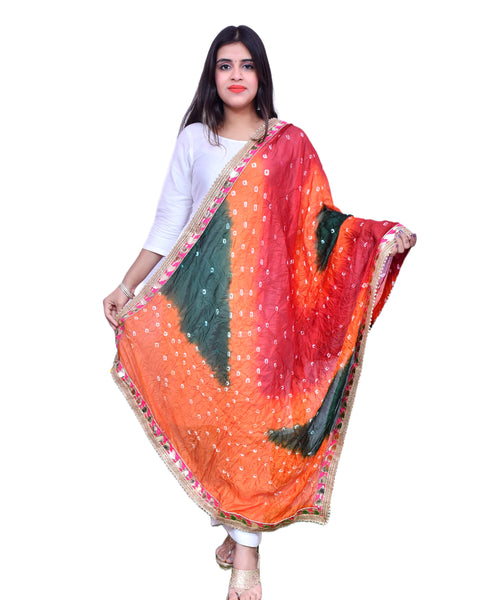 Fashionable Women's Orange Bandhej Dupatta/Chunni For Casual, Party (D31)