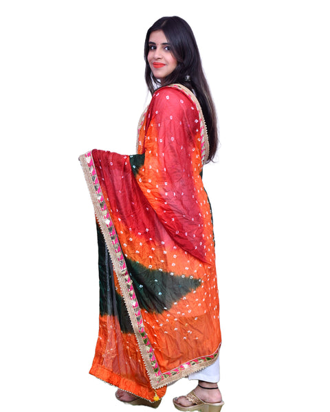 Fashionable Women's Orange Bandhej Dupatta/Chunni For Casual, Party (D31)