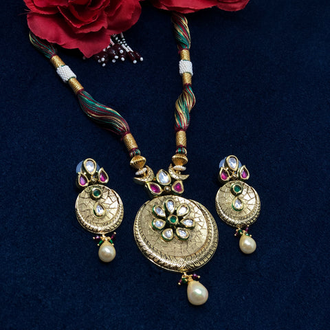 Gold Plated Kundan Crescent Set - PAAIE