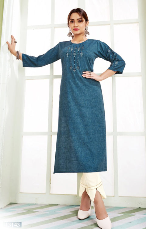 Marvellous Blue Color Indian Ethnic Kurti For Casual Wear (K516)