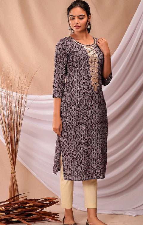 Adorable Purple Color Indian Ethnic Kurti For Casual Wear (K404)