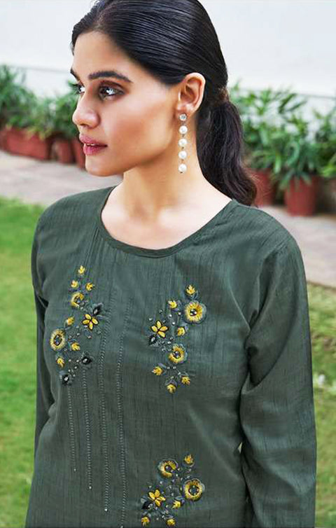 Emerald Green Color Indian Ethnic Kurti For Casual Wear (K359) - PAAIE