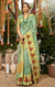 Designer Golden/Green Organza Printed Saree for Casual Wear (D455)