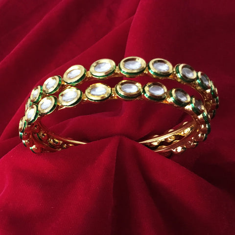 Gold Plated Kundan Bangles (Design 55) - PAAIE