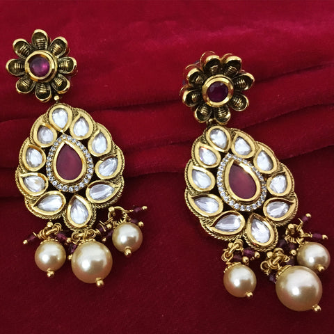 Gold Plated Kundan Premium Earrings (Design 59) - PAAIE
