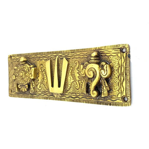 Brass Shankh Chakra Namah Wall Hanging, Brass Wall Decor, Indian Home Decor, Wall Hangings, Indian Handicrafts, Brass Indian Decor (Design 41)